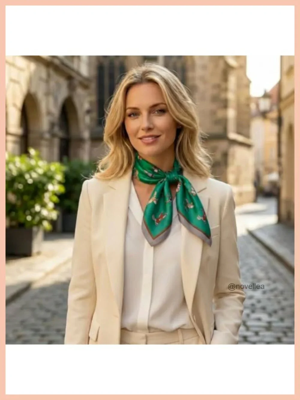 Silk Satin Square Neck Scarf Equestrian Theme Lightweight Wrap